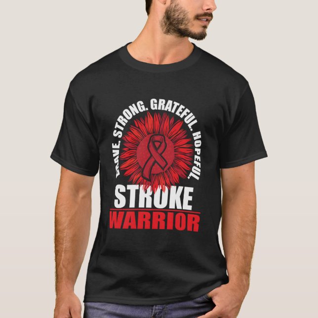 Camiseta Stroke Warrior Stroke Survivor Red Awareness Ribbo (Frente)