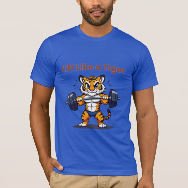 Camiseta **Strong Tiger – Cute Tiger Lifting Weights Illust (Frente)