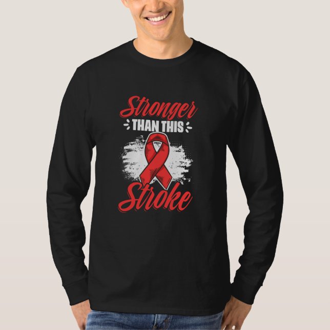 Camiseta Stronger Than Stroke Survivor Red Ribbon Stroke Aw (Frente)