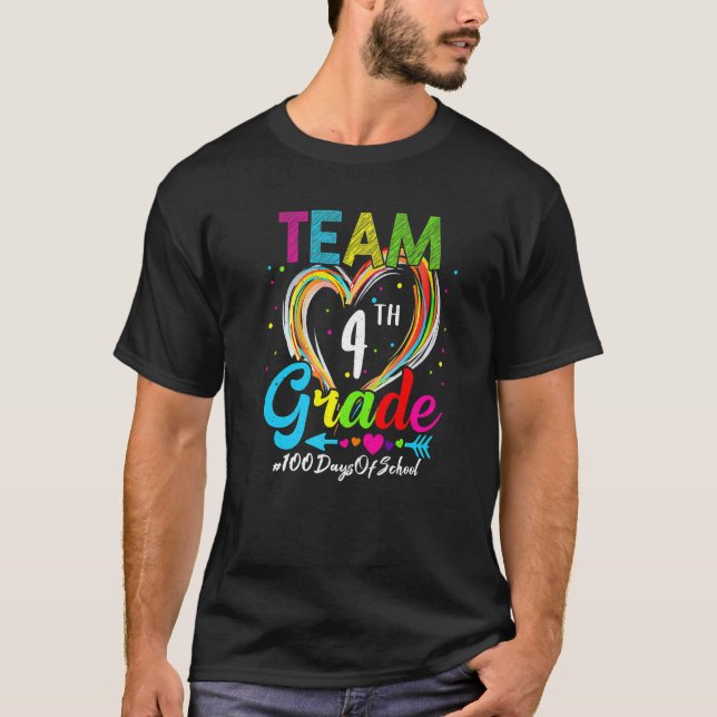 Camiseta Student 100th Day Team 4th Grade Squad 100 Days Of (Frente)