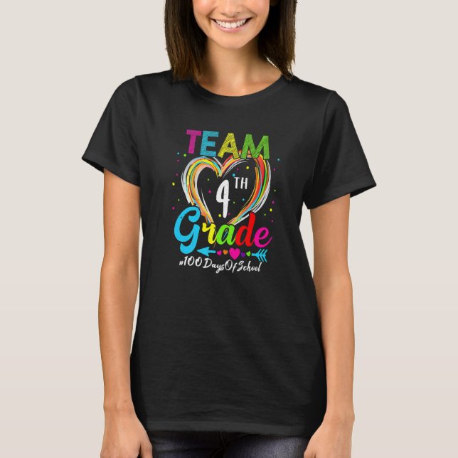 Camiseta Student 100th Day Team 4th Grade Squad 100 Days Of (Frente)