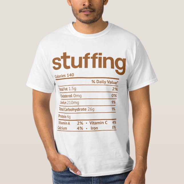 Camiseta Stuffing Nutrition Facts Funny Thanksgiving Christ (Frente)
