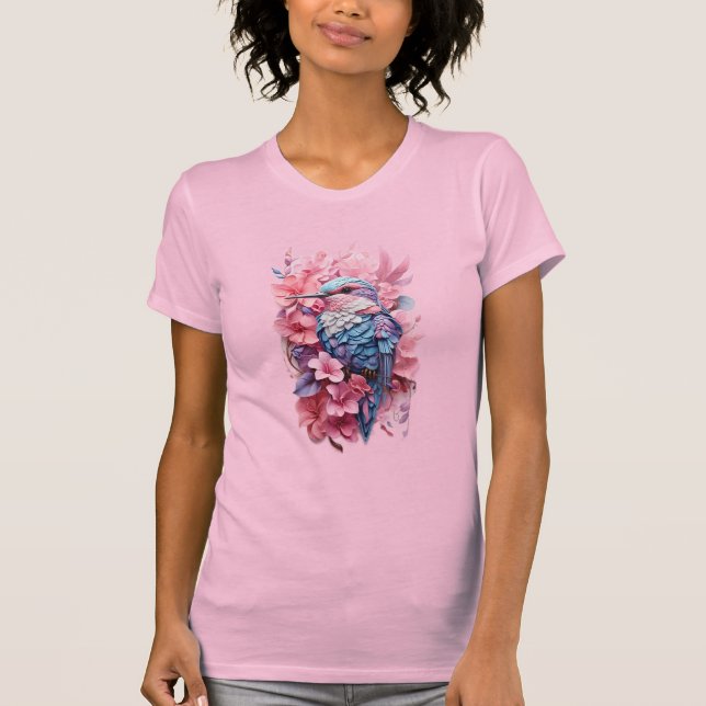 Camiseta Stunning Pastel Hummingbird Floral (Frente)