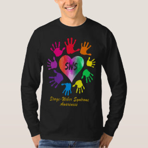 Camiseta Sturge Weber Síndrome de Consciência Mãos Arco-Íri
