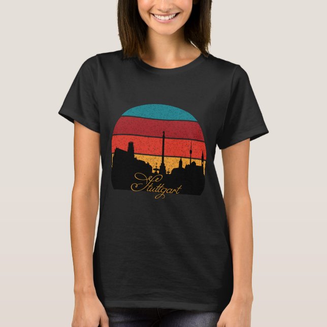 Camiseta Stuttgart Alemanha Torre Viagem Retro (Frente)