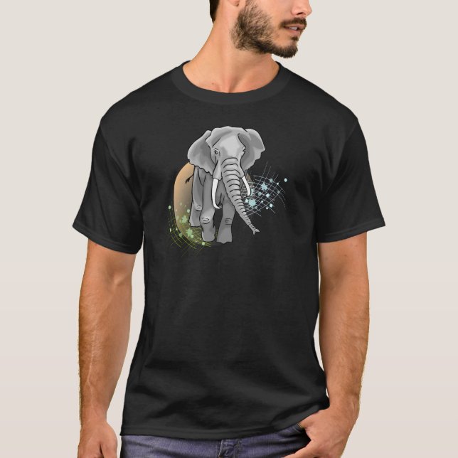 Camiseta Stylisé de Éléphant sur coucher de soleil (Frente)