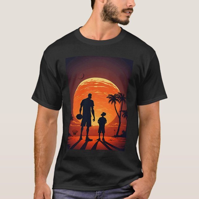 Camiseta Stylish Basketball Enthusiasts Father and Son Play (Frente)