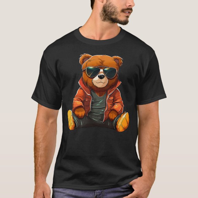 Camiseta Stylish Furry Brown Teddy In Shades Conservative B (Frente)