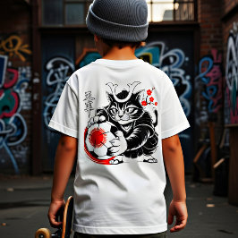 Camiseta Stylish Samurai Cat Japan Soccer For Football fans