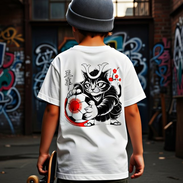 Camiseta Stylish Samurai Cat Japan Soccer For Football fans (Criador carregado)