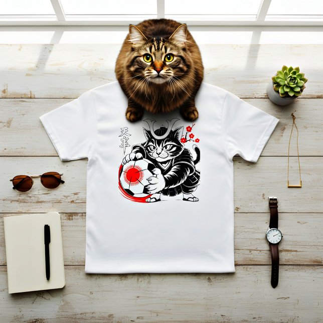 Camiseta Stylish Samurai Cat Japan Soccer For Football fans (Criador carregado)