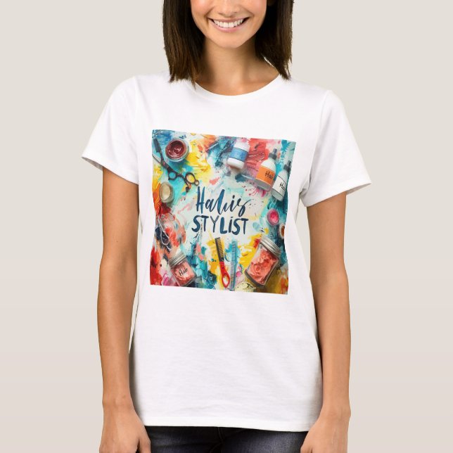 Camiseta Stylist do Cabelo Chefe - Empoderado Salon Profess (Frente)