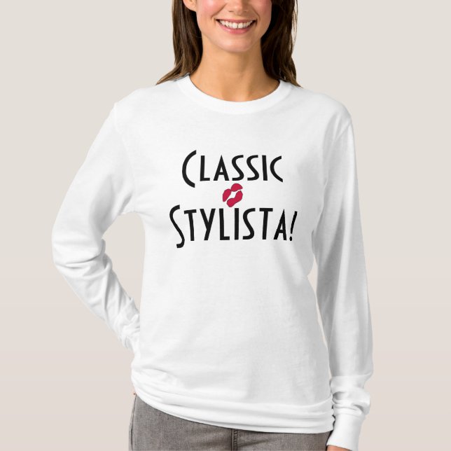 Camiseta Stylista Clássica em Branco (Frente)