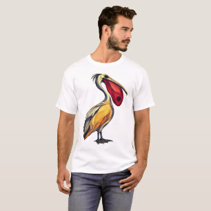 Camiseta Stylized Pelican Art Illustration - Vintage Folk W