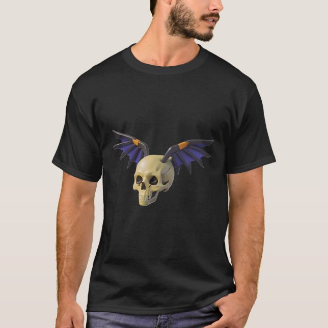 Camiseta Stylized Skull with Angular Colorful Wings (Frente)
