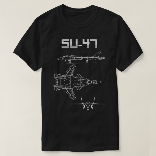Camiseta Su47 Plane Warbird Blueprint Schematics Di (Frente do Design)