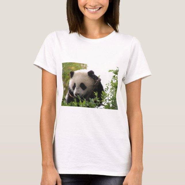 Camiseta SU Lin, filhote de urso da panda gigante no jardim (Frente)