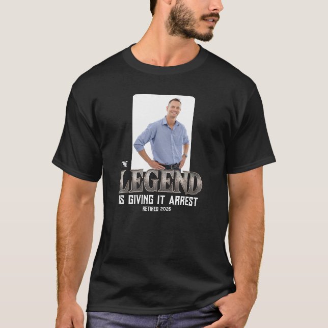 Camiseta Sua aposentadoria de legenda fotográfica (Frente)
