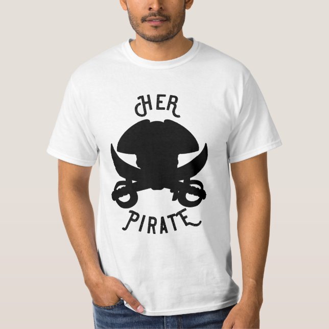 Camiseta Sua Espada Negra Pirata, Caveira e Espada Branca (Frente)