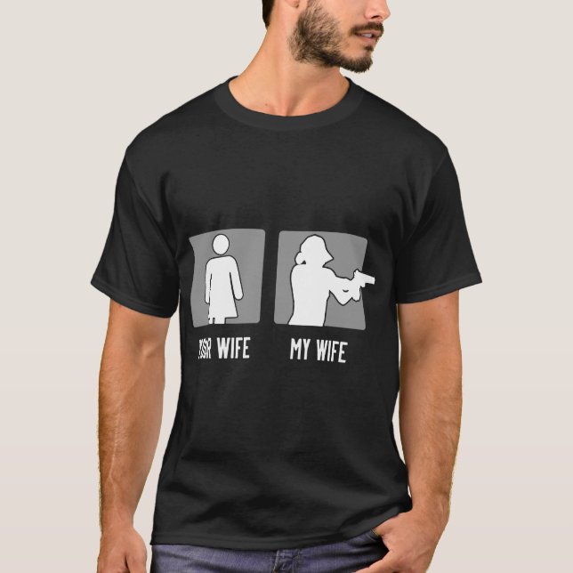 Camiseta sua esposa meus t-shirt da esposa (Frente)