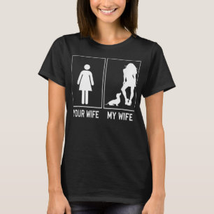 Camiseta Sua Esposa Minha Esposa Dachshund Engraçado Pelo M