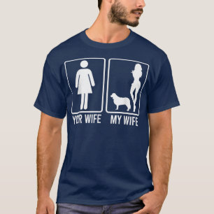 Camiseta Sua Esposa Minha Esposa Para Marido, Borda Cachorr