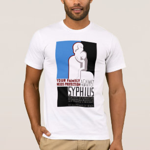 Camiseta Sua família precisa a proteção contra a sífili