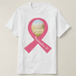 Camiseta SUA fita cor-de-rosa simples da FOTO