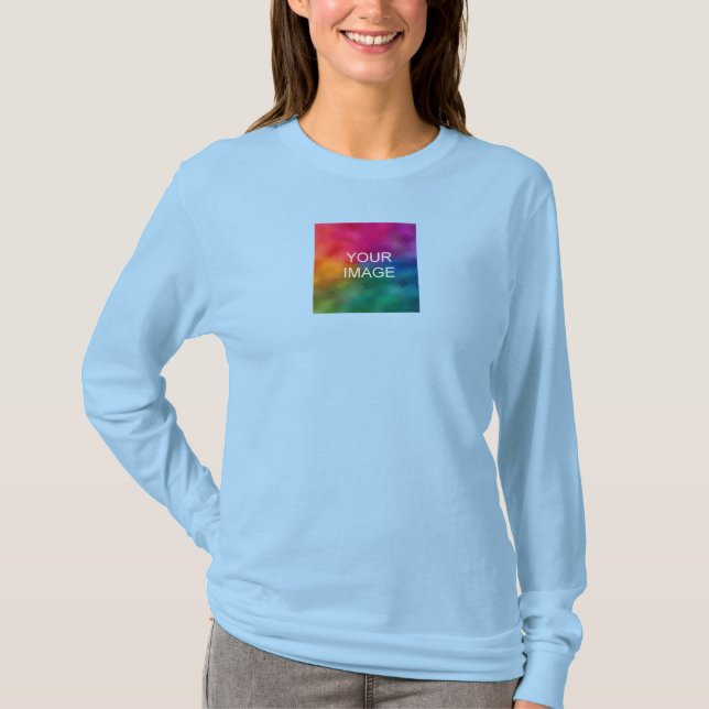 Camiseta Sua Foto para Mulheres de Longa Folga Dupla Faca (Frente)
