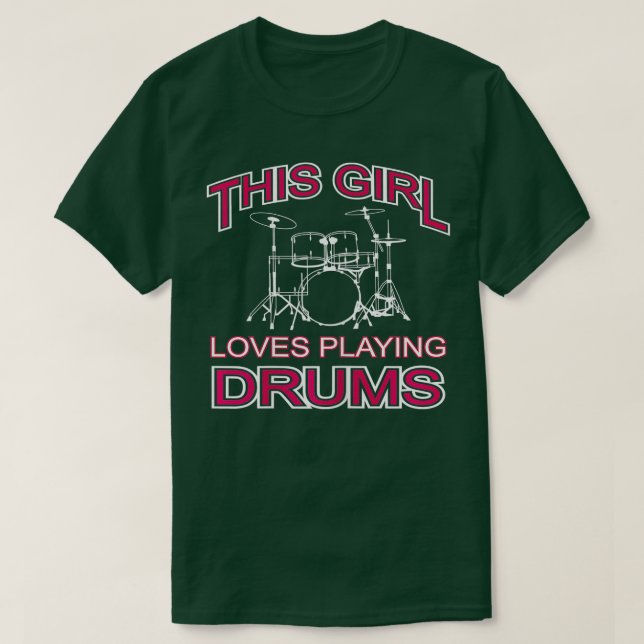 Camiseta Sua Garota Adora Tocar Drummer Música Feminina (Frente do Design)