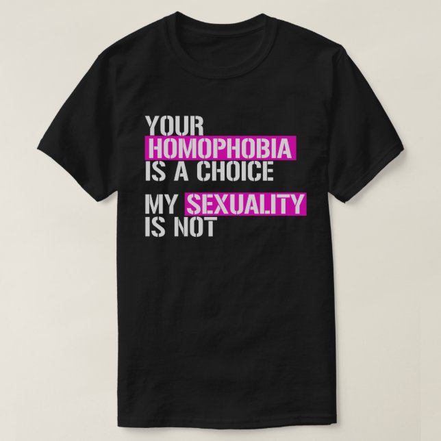 Camiseta Sua Homofobia é uma escolha (Frente do Design)