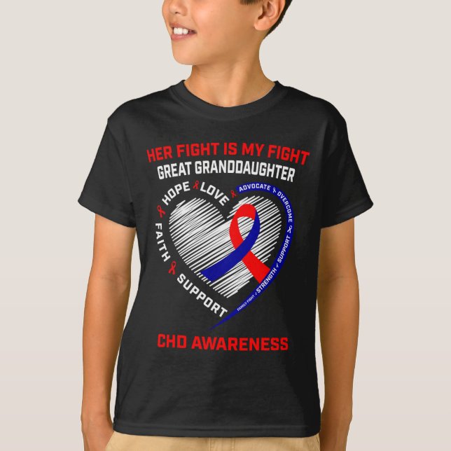 Camiseta Sua Luta Bisneta Chd Conscientização Coração  (Frente)