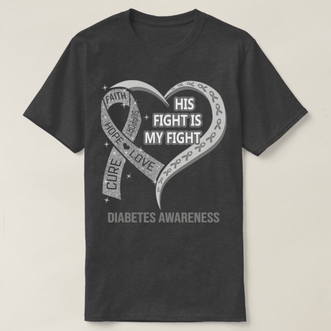 Camiseta Sua Luta É A Minha Luta Contra A Diabetes Cardíaca (Frente do Design)