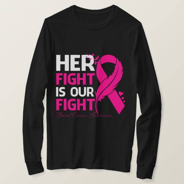 Camiseta Sua Luta É A Nossa Luta Contra A CANCER-MAMA. (Frente do Design)