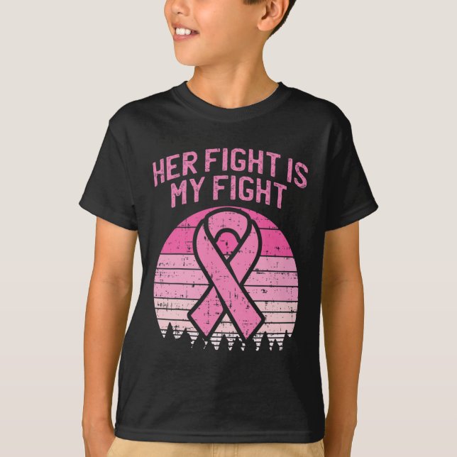 Camiseta Sua Luta É Minha Luta Com O Marido Cancer De Mama  (Frente)