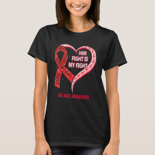 Camiseta Sua Luta É Minha Luta Fita Vermelha Coração Hiv Ai