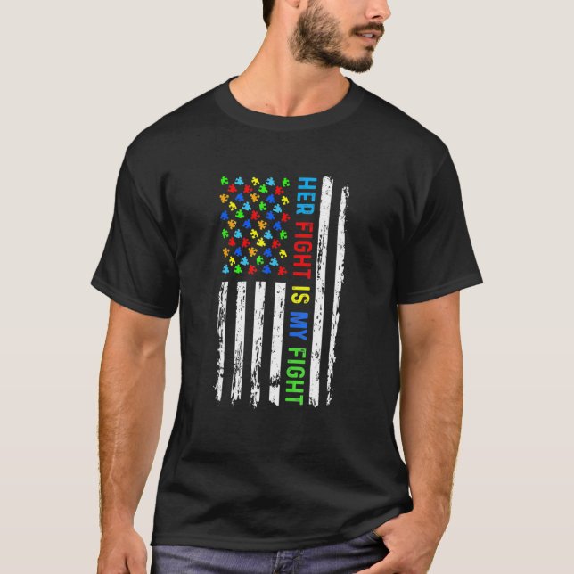 Camiseta Sua Luta É Minha Luta Quebra-Cabeça Bandeira Ameri (Frente)