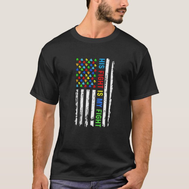 Camiseta Sua Luta É Minha Luta Quebra-Cabeça Bandeira Ameri (Frente)