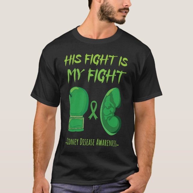 Camiseta Sua Luta Veste a Doença Renal Verde da Fita Awaren (Frente)