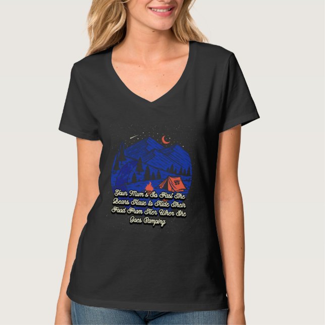 Camiseta Sua Mãe É Tão Rápida Camping Mãe Barraca Mãe Diver (Frente)