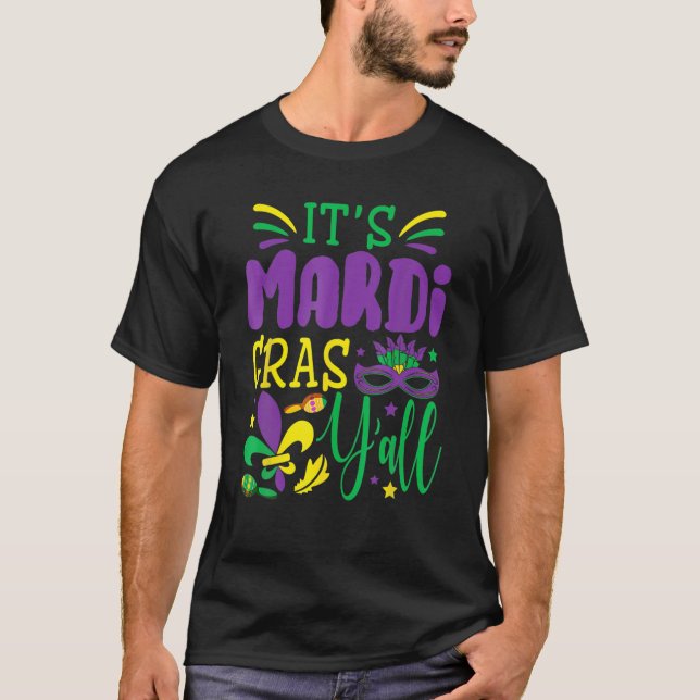 Camiseta Sua Máscara do Mardi Gras Yall Mardi Gras Party (Frente)