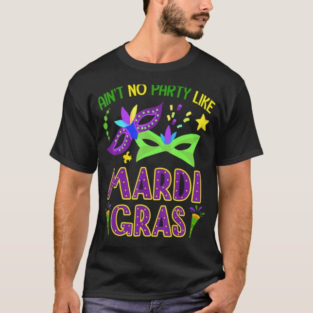 Camiseta Sua Máscara do Partido Mardi Gras Yall Mardi (Frente)