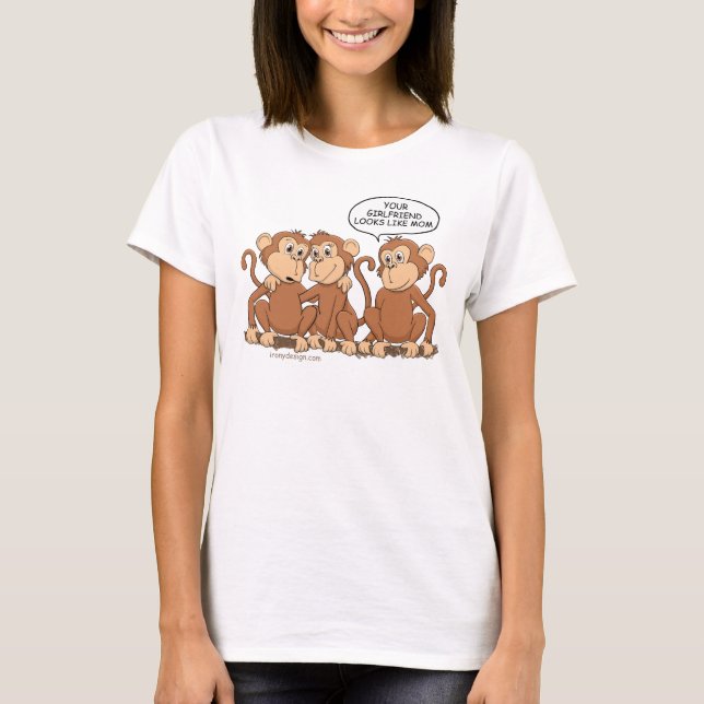 Camiseta Sua Namorada Parece Com A Mãe, Macaco Engraçado (Frente)