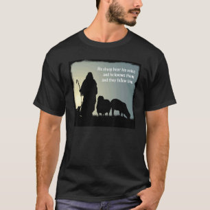 Camiseta Sua ovelha ouve sua voz mensagem cristã