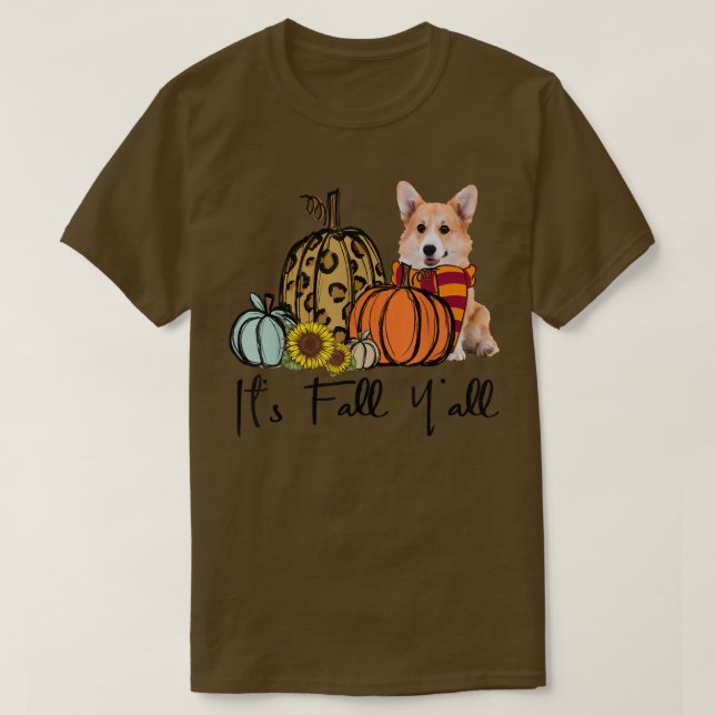 Camiseta Sua queda Yall Corgi Leopard Pumpkin Sunflower 245 (Frente do Design)