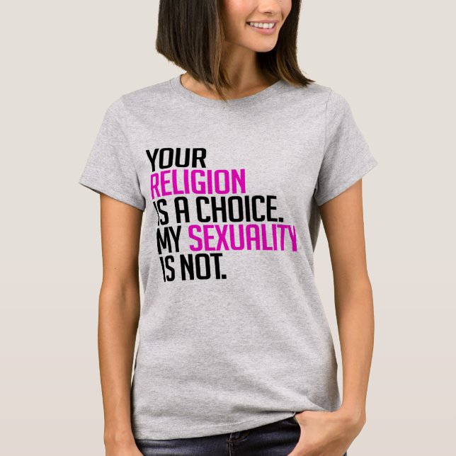 Camiseta Sua Religião é uma escolha (Frente)