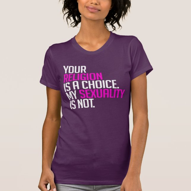 Camiseta Sua religião é uma escolha (Frente)