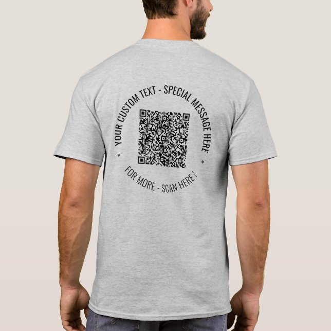 Camiseta Suas informações de verificação de código QR Texto (Verso)