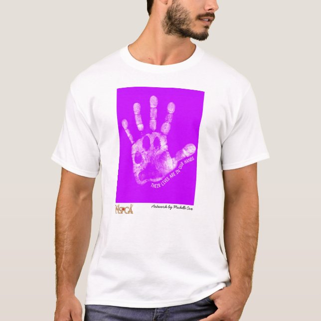 Camiseta "Suas vidas estão em nossas mãos" por Michelle Cox (Frente)