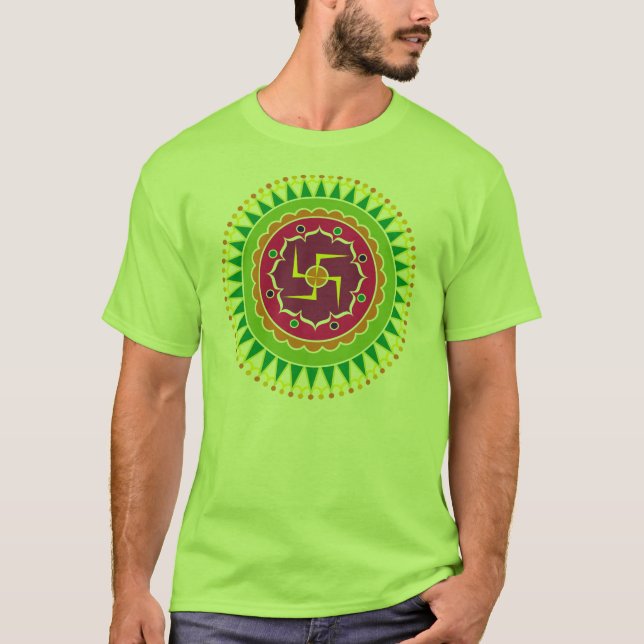 Camiseta Suástica com estilo indiano tradicional Mandana (Frente)